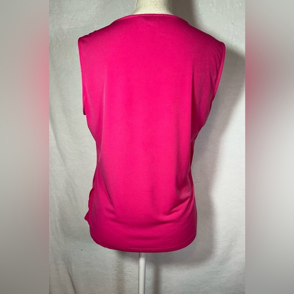 Sunny Leigh Fuchsia Sleeveless Blouse Women’s Size Large Pleated Neckline - Picture 4 of 7